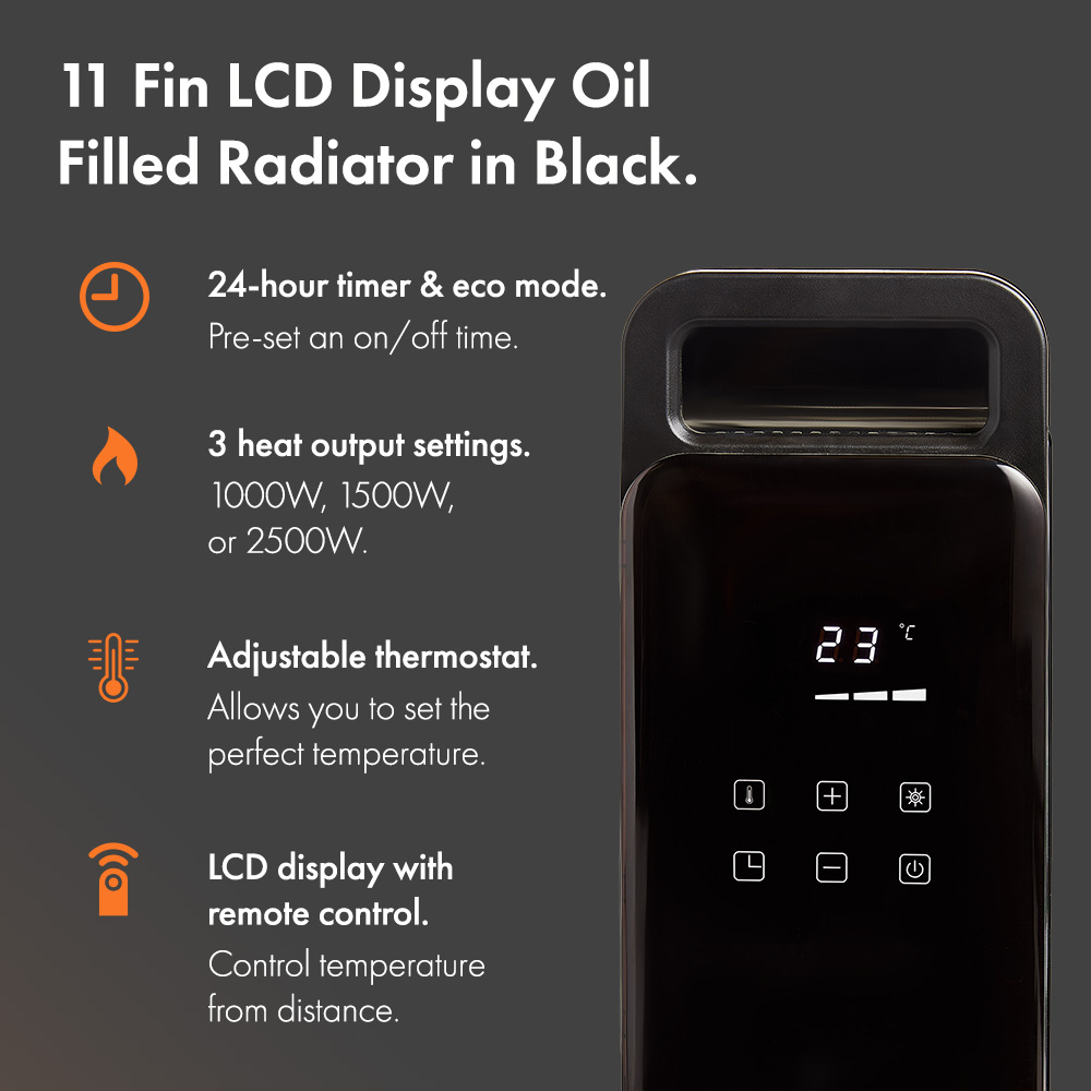 VonHaus 11 Fin Digital Oil Filled Radiator with Remote - image 5