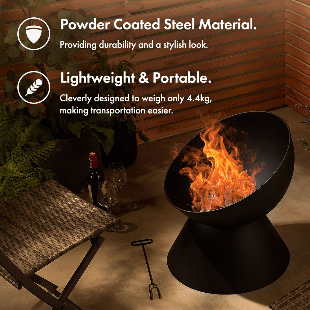 VonHaus Black Raised Bowl Fire Pit - image 2