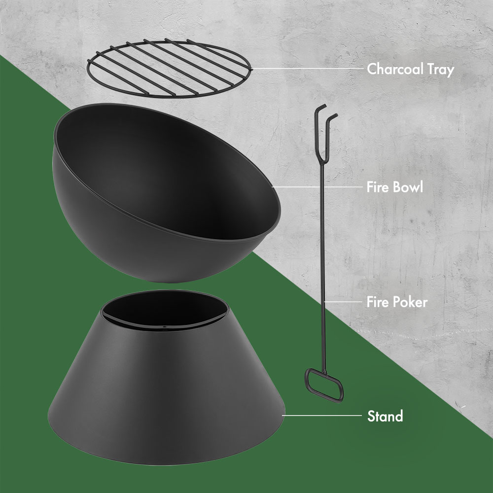 VonHaus Black Raised Bowl Fire Pit - image 3