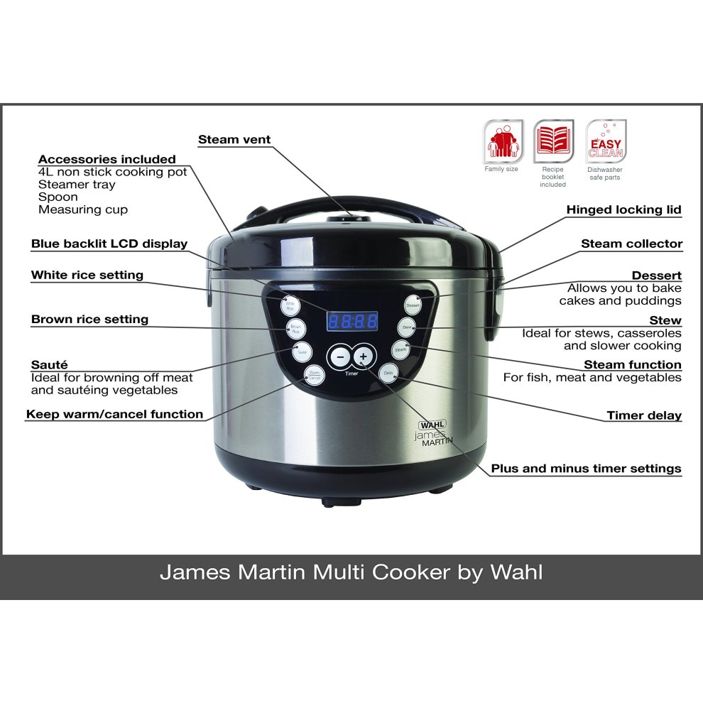 Wahl James Martin WL9160 Silver Digital Multi Cooker 4L - image 5