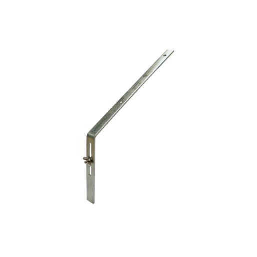 Steel adjustable top rafter bracket in a silver finish, measuring 300mm long, featuring a straight design with a side mounting hole for secure installation.