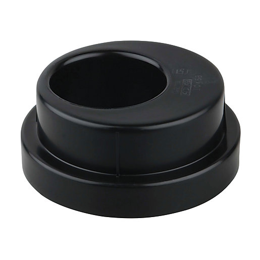 Black Wavin Osma RoundLine rainwater adaptor, 68x110mm, featuring a smooth plastic finish and a circular opening for efficient water drainage.