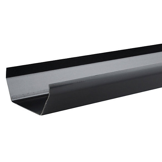 Wavin Osma SquareLine gutter in black, 100mm wide and 4m long, featuring a sleek, modern design with a smooth finish and durable material for effective rainwater drainage.