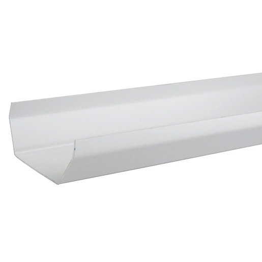 Wavin Osma SquareLine gutter in white, 100mm wide and 4m long, featuring a sleek, rectangular design made from durable material for effective water drainage.