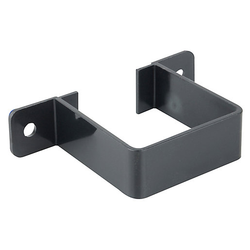 Black Osma SquareLine pipe bracket designed for 61mm diameter pipes, featuring a sturdy, rectangular shape with two mounting holes for easy installation.