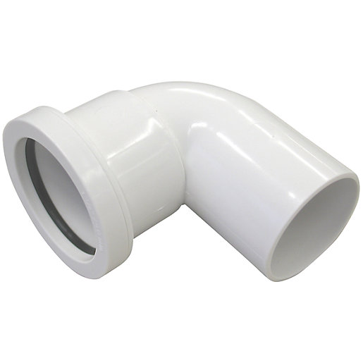 White 90° spigot bend made of durable plastic, featuring a smooth finish and a 40mm diameter connection for efficient waste drainage.
