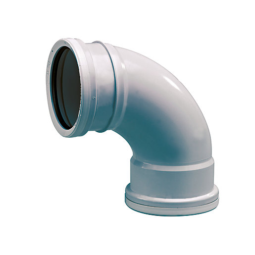 Grey OsmaSoil double socket soil bend with an 87.5° angle, made from durable plastic, featuring two socket ends for easy connection in 110mm diameter piping systems.