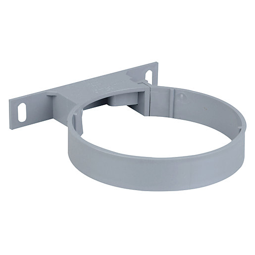 Grey 110mm socket bracket made of durable plastic, featuring a circular design with a flat mounting plate and two holes for easy installation.