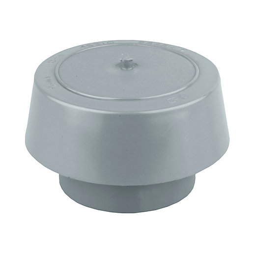 Grey 110mm vent cowl made of durable plastic, featuring a smooth, rounded top and a cylindrical base for solvent welding, designed for effective ventilation.