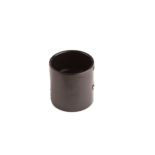 Black double socket with a 32mm diameter, made of durable plastic, featuring smooth surfaces and rounded edges for secure pipe connections.