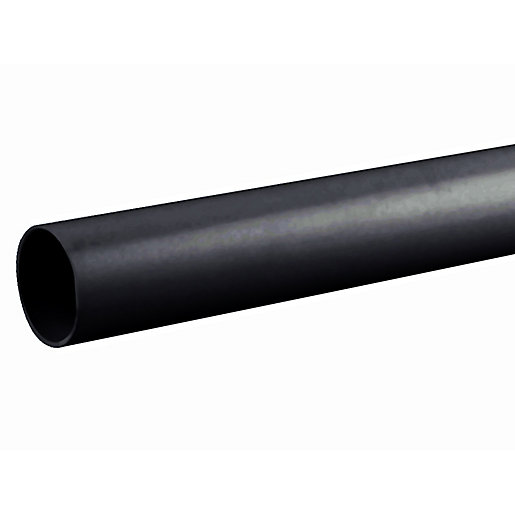 Plain ended 32mm black pipe made of durable plastic, measuring 3 meters in length, featuring a smooth surface for easy installation.