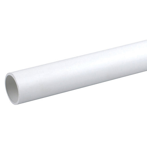 Plain ended white pipe, 3 meters long and 50mm in diameter, made of durable plastic, featuring a smooth, unblemished surface for easy installation.