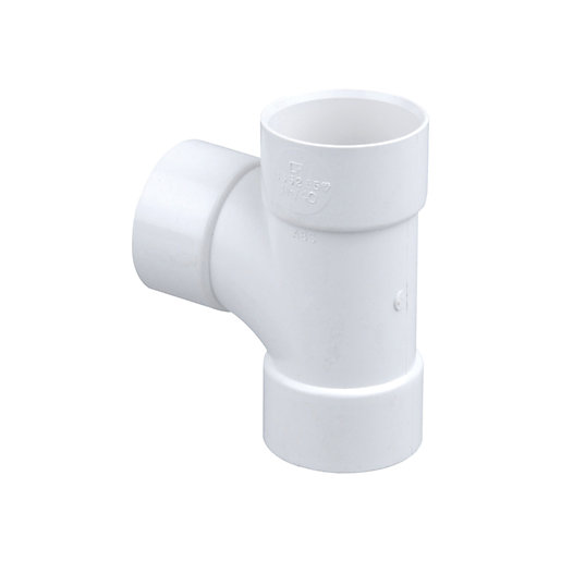 White OsmaWeld 2Z190W Tee fitting, 87.5° angle, 50mm diameter, made of durable plastic, featuring smooth edges and a clean design for plumbing applications.