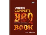 Weber's Complete BBQ Book features a bold orange and red cover with the title prominently displayed in large, fiery letters, showcasing step-by-step barbecue advice and over 150 recipes.