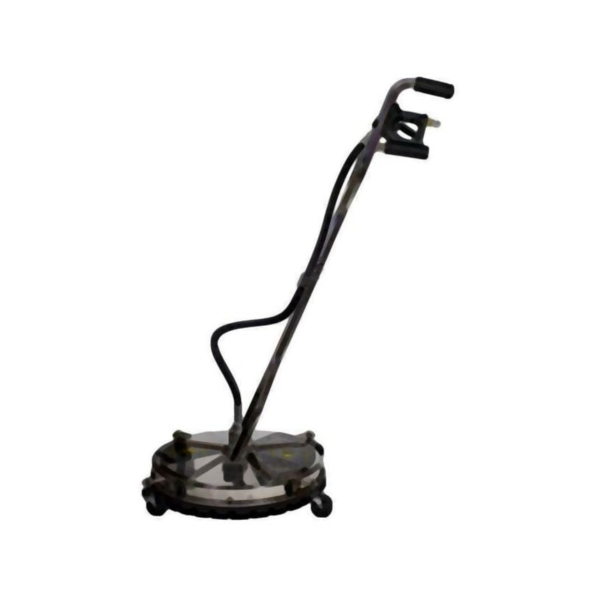 WetJet 18' Aluminium High Pressure Telescopic Lance features a sleek silver aluminum body, a curved handle for grip, and a round base with wheels for easy maneuverability.