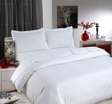 Duvet Covers White Satin Stripe Duvet Covers Cotton Rich Easy Care King