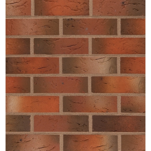 Wienerberger Terca Denton Windmill Orange Multi Brick features a mix of warm orange and brown tones with a textured surface, ideal for construction, available in a pack of 400.