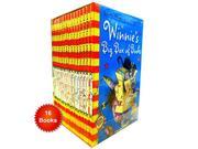Colorful box set featuring "Winnie's Big Box of 16 Books Collection" with a blue background, yellow and red stripes, and an illustration of Winnie the Witch on the front.