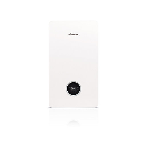 Worcester Greenstar 8000 Life 45kW Combi boiler in white, featuring a sleek design, digital display, and circular control panel at the bottom.