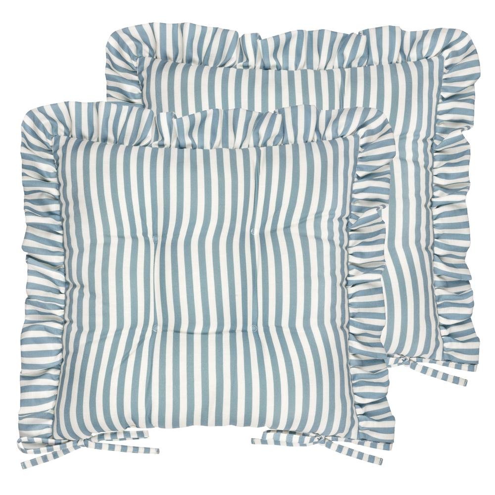 Wylder Millie Ruffle Blue Seat Pad 40 x 40cm 2 Pack - image 2