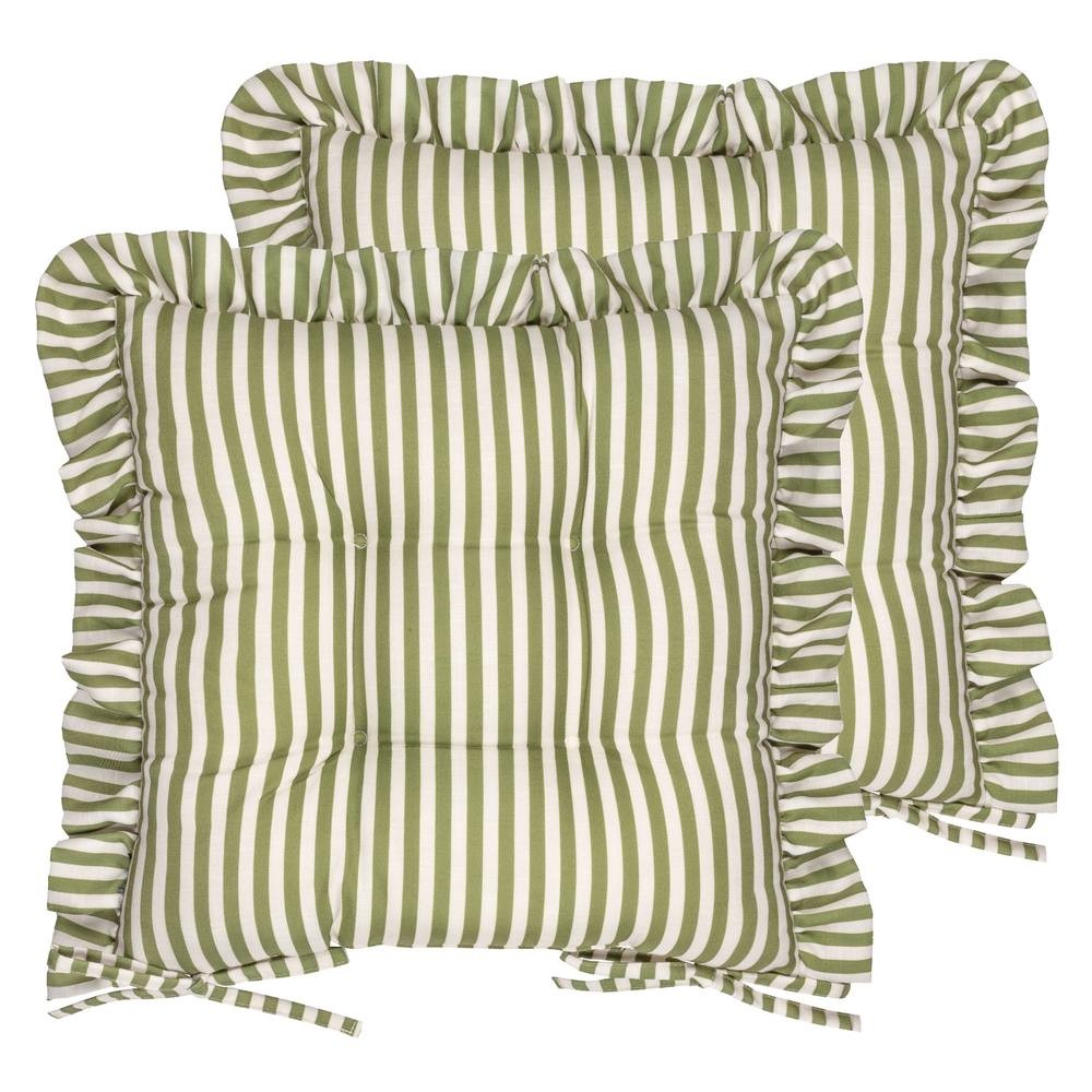 Wylder Millie Ruffle Green Seat Pad 40 x 40cm 2 Pack - image 2
