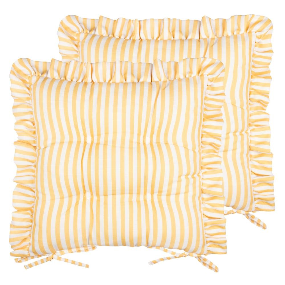 Wylder Millie Ruffle Yellow Seat Pad 40 x 40cm 2 Pack - image 2