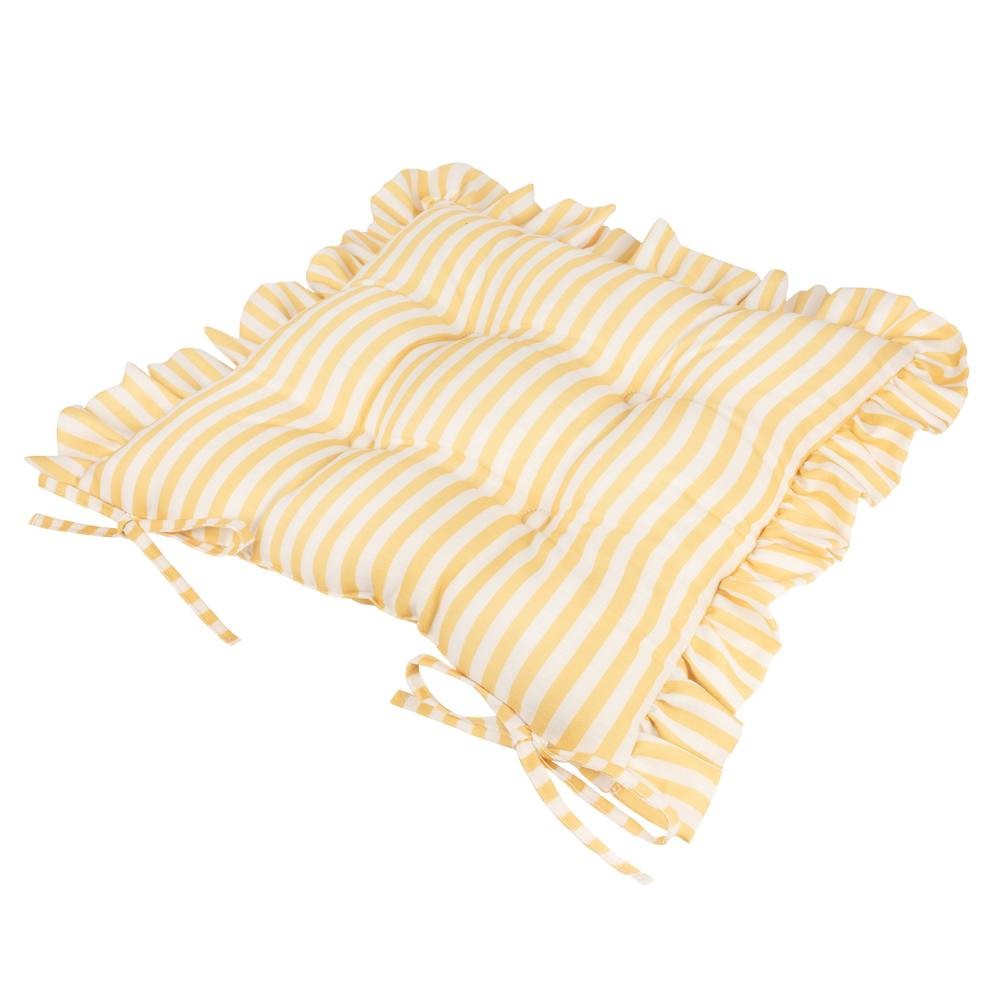Wylder Millie Ruffle Yellow Seat Pad 40 x 40cm 2 Pack - image 4