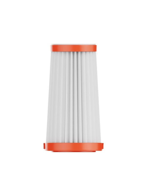 Xiaomi Dust Mite Vacuum Cleaner 2 Pro Filter features a cylindrical design with a white pleated material and an orange top rim, designed for effective dust and allergen capture.