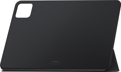 Čierne puzdro pre Xiaomi Pad 6, vyrobené z hladkého materiálu, s magnetickým uzáverom a sklápacím stojanom pre pohodlné používanie.