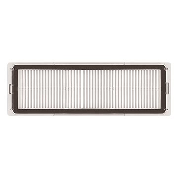 Black and white rectangular filter with a ribbed surface, designed for Xiaomi robotic vacuum models X10+ and S10+, featuring a sturdy plastic frame.