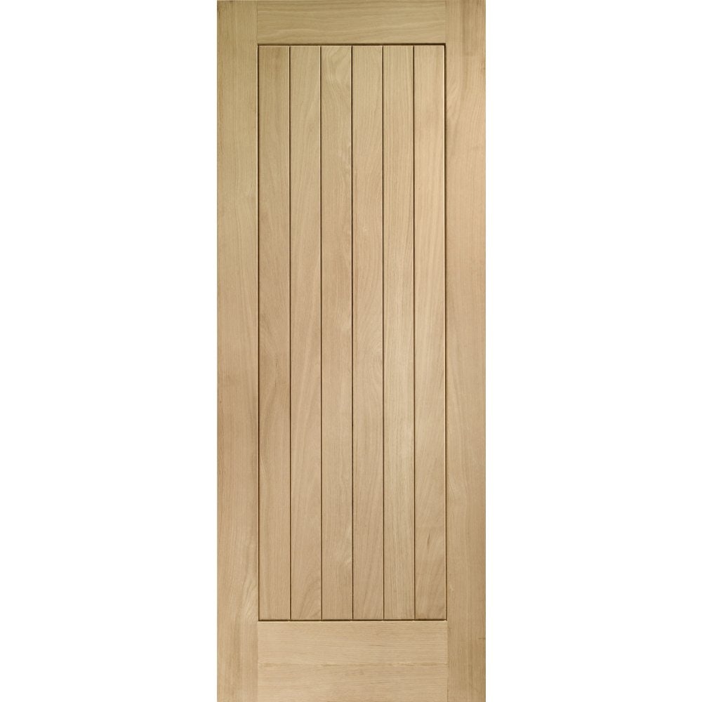 XL Suffolk oak door featuring a natural wood finish, with a vertical panel design and mortice and tenon construction, measuring 1981 x 762 x 44mm.