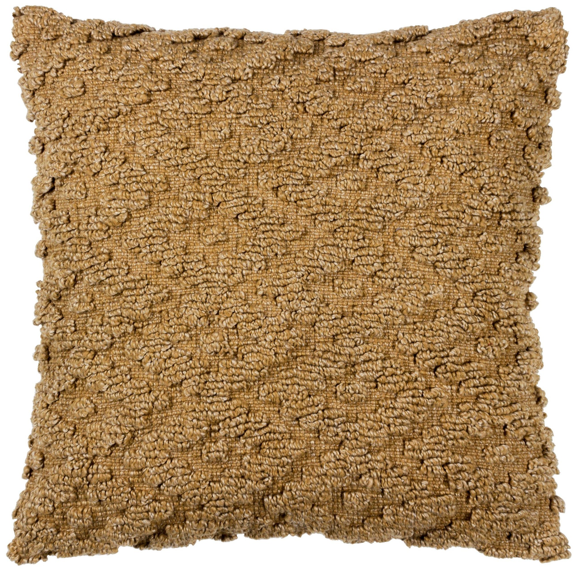 Yellow geometric cushion measuring 50cm x 50cm, featuring a textured, woven fabric with a soft, plush surface and decorative raised patterns.