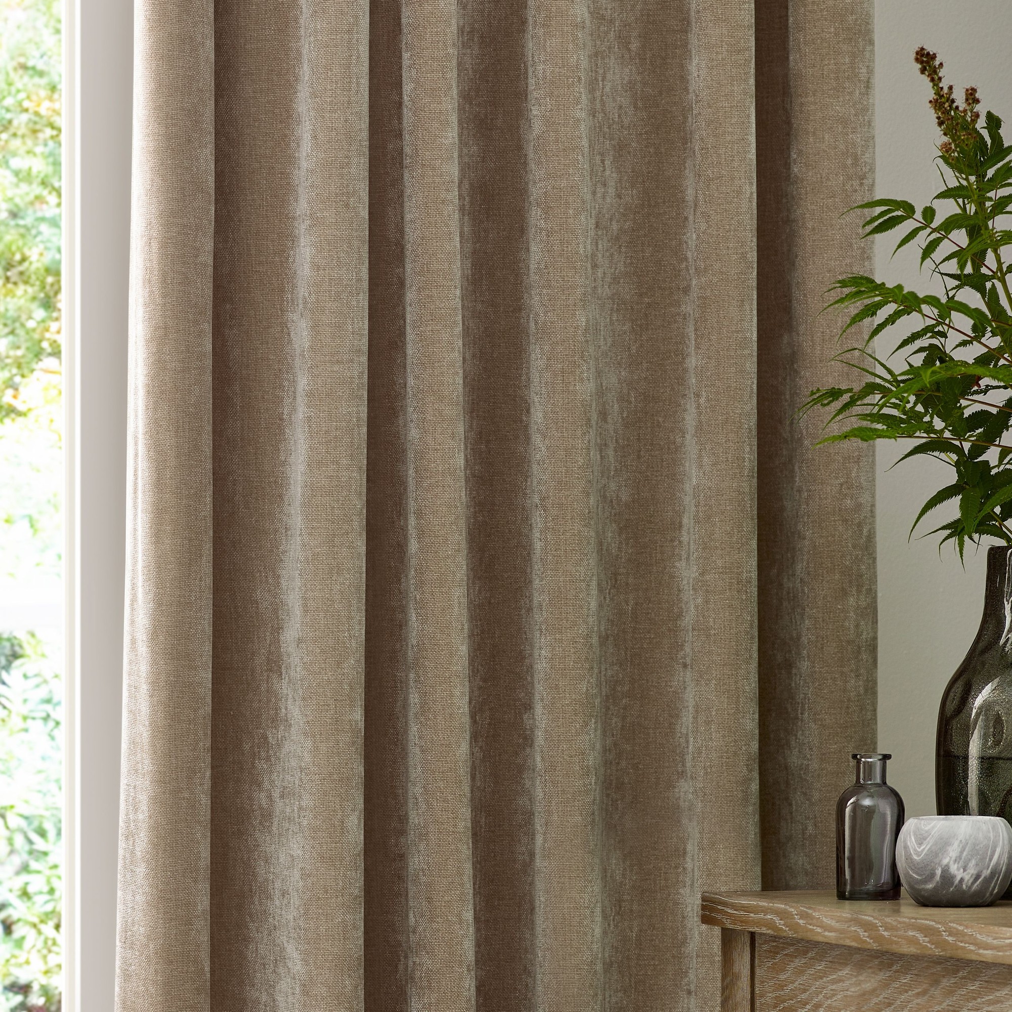 Yard Heavy Chenille Velvet Natural Pencil Pleat Curtains 229 x 229cm - image 4