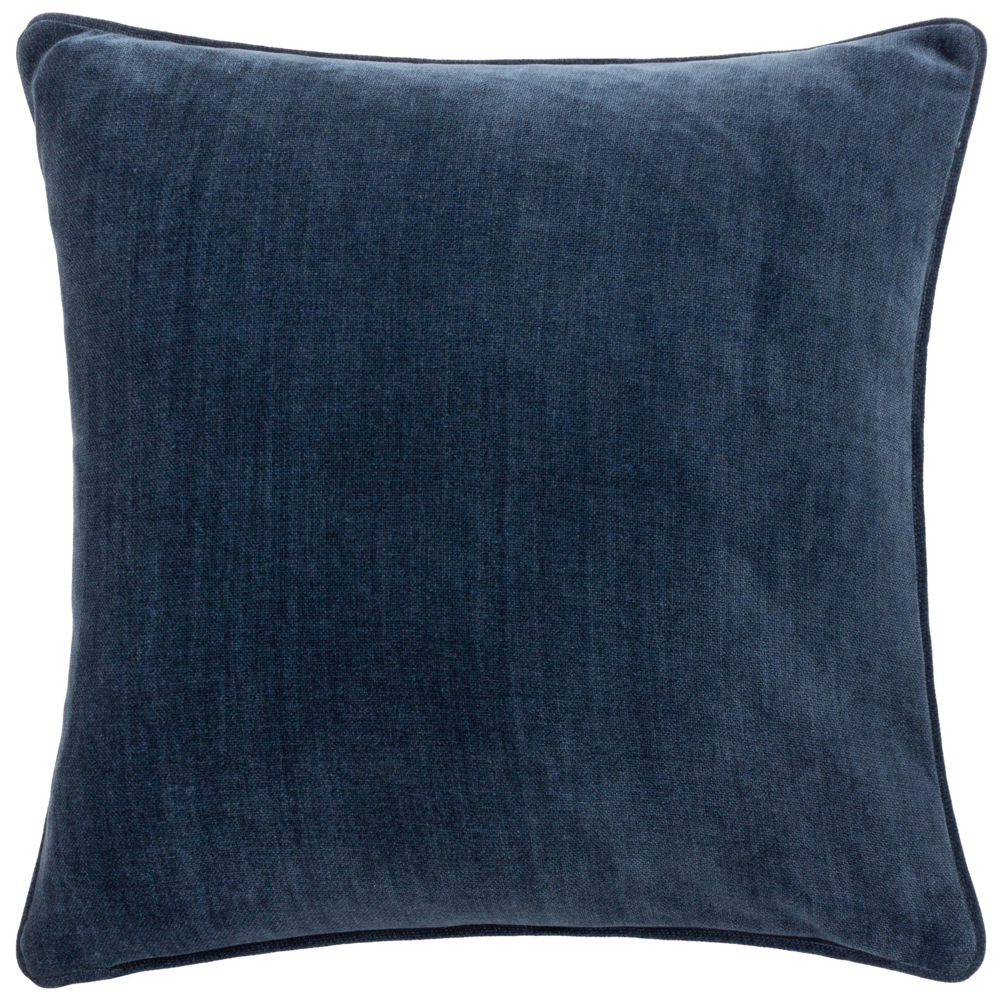 Square cushion in a deep blue chenille fabric, featuring a soft texture and piped edges, perfect for outdoor or indoor use.