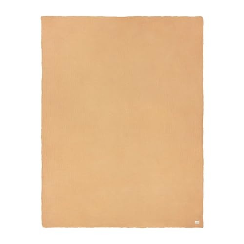 Toffee-colored Sherpa waffle fleece throw blanket by Yard Living, featuring a soft texture and a simple, elegant design.