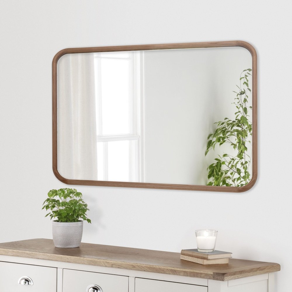Yearn Curved Corner Solid Oak Framed Wall Mirror 90 x 60cm - image 4