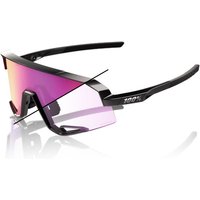 Black 100% Slendale Performance Cycling Glasses with pink mirrored lens and angular design.