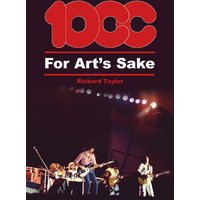 "10cc For Art's Sake book with red title, band performing on stage under bright lights on dark cover"