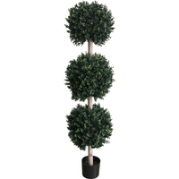 150cm artificial topiary tree with three round green foliage balls on a central stem in a black pot.