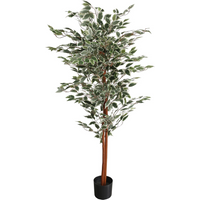 160cm artificial ficus with natural variegated green and white leaves in a black pot