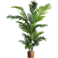 Artificial palm tree with lush green fronds in a large copper metal planter, standing 180cm tall.