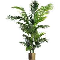 180cm artificial palm tree with lush green fronds in an extra large gold metal planter.