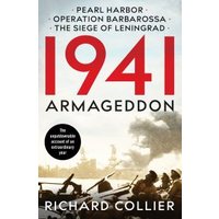 "Book titled '1941 Armageddon' by Richard Collier, featuring soldiers and smoke on the cover, with war events listed above."