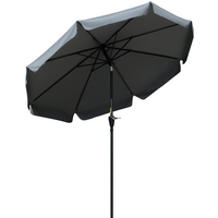 Charcoal grey patio umbrella with 2.66m canopy, black pole, and crank handle by Outsunny.