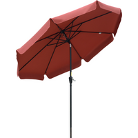 Wine red patio umbrella by Outsunny, 2.66m with black pole and crank handle, scalloped edges.