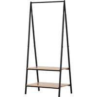 Black and wood grain 2-tier garment rack, A-frame design, two wooden shelves, 149 cm height, by HOMCOM.