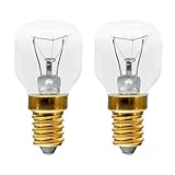 Two clear glass Philips oven bulbs with gold bases, SES E14 small screw cap, for various cooker brands.