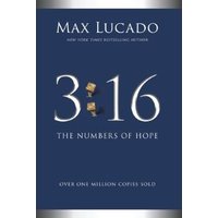 Blue book cover titled "3:16 The Numbers of Hope" by Max Lucado with silver borders and gold accents.