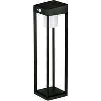 Black 4lite Antheia Solar Lantern with rectangular frame and white cylindrical light inside.