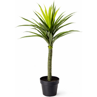 Large artificial Yukka plant with spiky green leaves in a black pot, 90cm tall, realistic tree appearance.